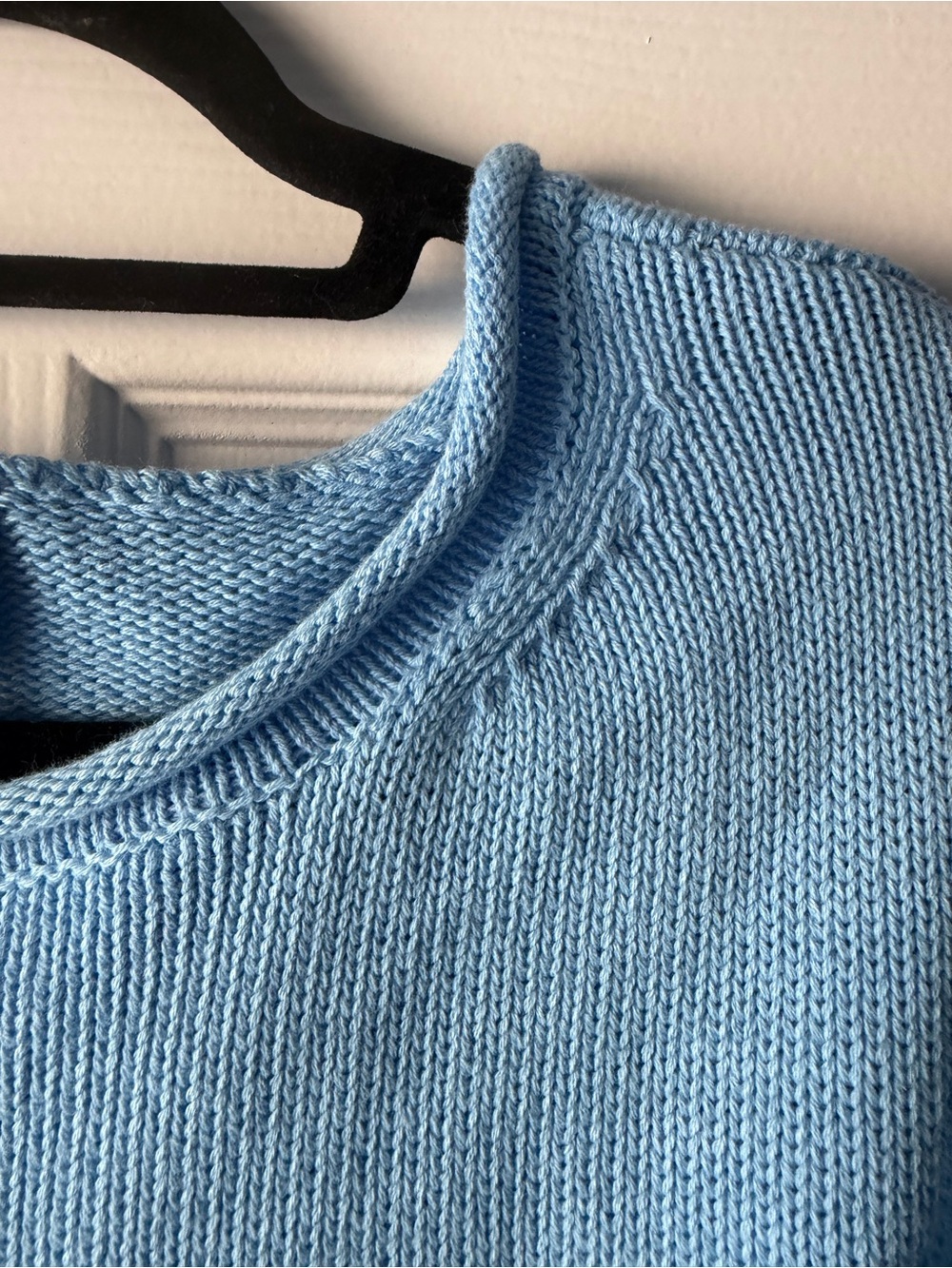 CeCe Light Blue Roll Neck Crewneck Women's Sweater size Large 100% Cotton - Picture 5 of 9